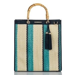 💚▪️BRAHMIN▪️Anguilla Collection Mod Monique Striped Straw Large Tote Bag